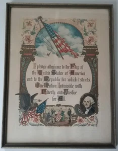 Pledge Allegiance FLAG Framed Print J.R. Rosen & A E Hilton Brown Bigelow 1948 - Picture 1 of 1