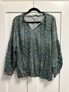 Liverpool Los Angeles Sz M Top Womens Peasant Boho Green Shirt Career NEW - Picture 1 of 5