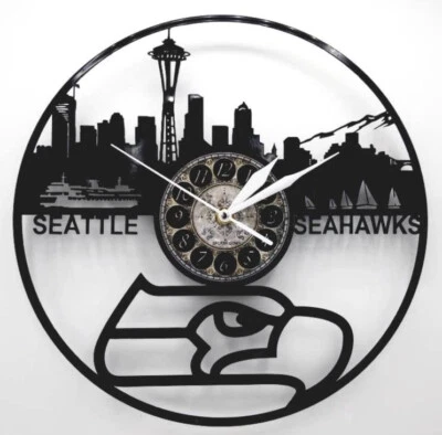 SEATTLE SEAHAWKS | Reloj Disco Vinilo | Regalo Arte Pared Fútbol | ENVÍO GRATUITO Foto 1 de 2