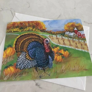 John Cornacchio Türkei Happy Thanksgiving Feiertag Wünsche gefaltete Grußkarte - Bild 1 von 3