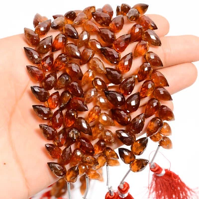 Cuentas facetadas lágrima piedra preciosa granate hessonita natural 10x6 mm hilo 18-22 piezas Foto 1 de 4