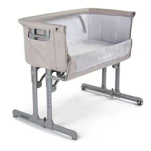 Star Kidz Vicino Deluxe Baby Bedside Bassinet Cot - Silver Cloud - Picture 1 of 8