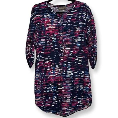 Michael Stars Shirt Dress Sz L Barcelona Colorful Abstract Geometric Mini - Image 1 of 4