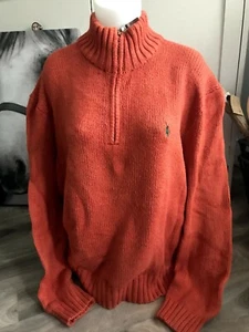 Suéter Polo Ralph Lauren Naranja Tejido 1/4 Cremallera Frontal Para Hombre Talla XL - Imagen 1 de 5
