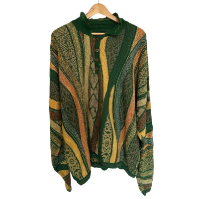 Suéter Jersey Tejido Lino COOGI Australia Años 90 De Colección Raro Audaz Diseño Colorido Foto 1 de 4