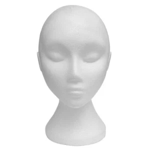 Maniquí de cabeza de exhibición femenina de poliestireno para sombreros, gafas, bufandas - Imagen 1 de 7