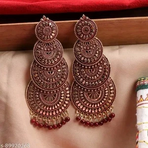 Women Gold Plated Pearl Look Jhumka Earring Girl Wear Ethnic Jhumka Jewelry - Picture 1 of 2