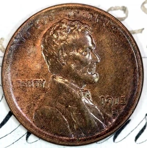 1913-S PRÍSTINO + GEMA BU MS CENTAVO DE TRIGO LINCOLN DE COLECCIÓN ORIGINAL DC42 - Imagen 1 de 2