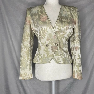 Blazer tapiz vintage años 80 colección dinastía Nolan Miller pedrería pastel 4 Foto 1 de 4