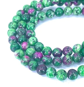 6mm Natural Ruby Zoisite Gemstone Smooth Round Beads 15" - Picture 1 of 3