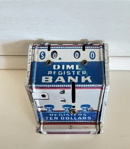 Vintage J Chein & Co Blech Litho Groschen Registrierkasse Bank hält zehn Dollar USA - Bild 1 von 11