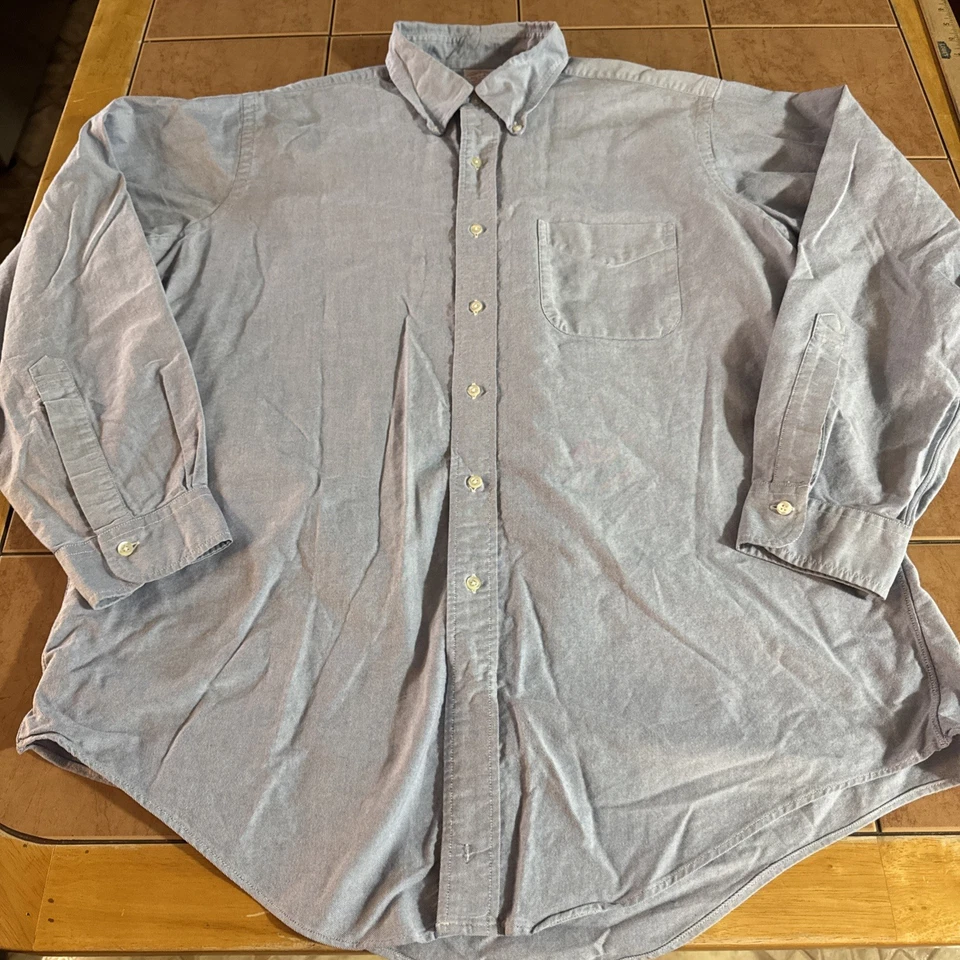 Camisa Oxford Brooks Brothers Hecha en EE. UU. Vintage Abotonada en Azul Talla 16.5-4 Foto 1 de 4