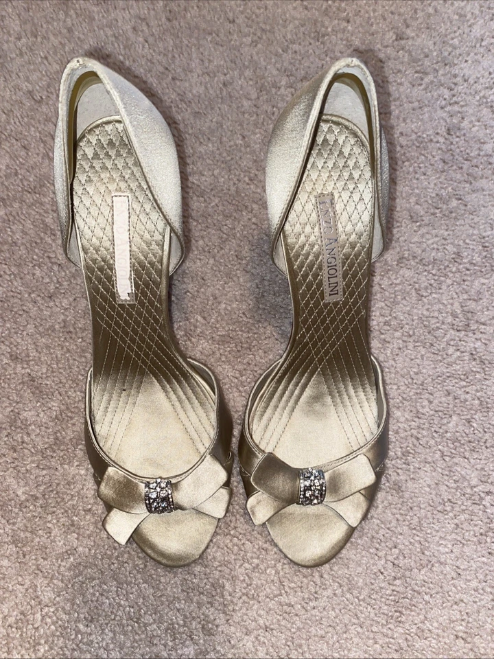 Enzo Angelini Eaminerva Mujer Bomba Sandalia Novia Estrás 8 1/2 Champagne Foto 1 de 4