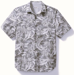 Tommy Bahama Aqua Lush Full-Button Shirt Men's Size XL $138 in Meteor Grey - Picture 1 of 6