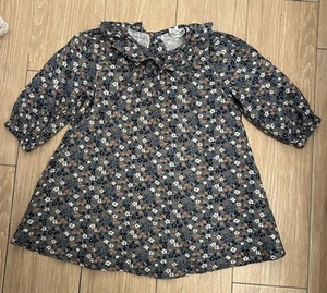 Petite Bateau Girl's Long-Sleeved Floral Cotton Gauze Dress Size 3 - Picture 1 of 2