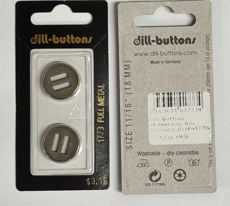 Dill Buttons ~ (1773) - 11/16" - GOLD POLYAMIDE BUTTON 2 ct - Image 1 of 1