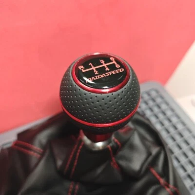 MS RED LEATHER 6 SHIFT GEAR KNOB for MAZDA 2 3 5 6 CX-3 CX-5 MX5 MIATA SPORT RX8 - Image 1 of 4