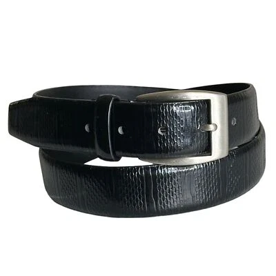 Cinturón de cuero genuino para hombre negro en relieve talla 38/95 minimalista clásico informal Foto 1 de 4