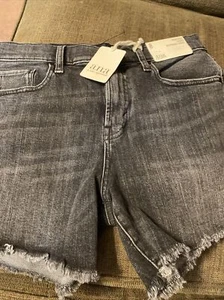 Nuevo con etiquetas a.n.a. Pantalones cortos negros de mezclilla de gran altura novio dobladillo crudo para mujer talla grande 16 - Imagen 1 de 6