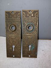 2- Ornate Brass Door Escutcheon Replacement Antique Victorian Door Knob Plate