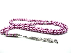 8mmx99 Lavender GLASS PEARL ISLAMIC PRAYER BEADS TASBIH MASBAHA GIFT - Picture 1 of 6