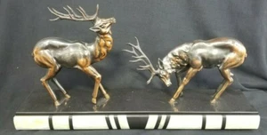 Vintage Art Deco Deer Sculpture on Marble / Onyx Base Circa 1920 - 1930 - Picture 1 of 10