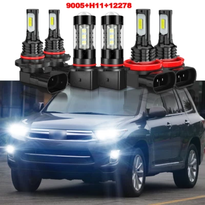 Para For Toyota Highlander 2011 2012 2013 Faros LED Hi / Lo Beam +Luz antiniebla - Image 1 of 4