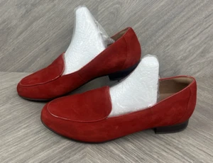 Clarks unstrukturierte rote Wildleder-Slipper – weite Passform E UK-Größe 4 - Bild 1 von 13