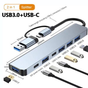 USB C Hub 7 in 1 Adapter USB 3.0 2.0 PD Verteiler Splitter TV Notebook Laptop