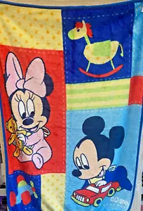Vintage Disney Babies Mickey & Minnie Vintage baby Blanket Color Block Airplane - Picture 1 of 3