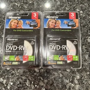 Memorex Mini DVD-RW  2X 1.4GB 30 Min Single Sided DVD Camcorder 3 Pk New BNIB - Picture 1 of 4