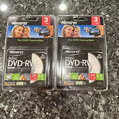 Memorex Mini DVD-RW  2X 1.4GB 30 Min Single Sided DVD Camcorder 3 Pk New BNIB - Image 1 of 4