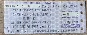 RARE Quiet Riot Comp Ticket Stub WASP Omni Atlanta GA Dec 26, 1984 DuBrow Banali - Picture 1 of 1