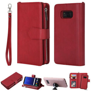 Removable Zipper Leather Wallet Case For Samsung S22 Ultra S21 S20 Note20 S10 S9
