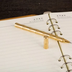 Office Pens Handmade Bamboo Joint Solid Brass Ballpoint Pen EDC Pocket Writing - Picture 1 of 11