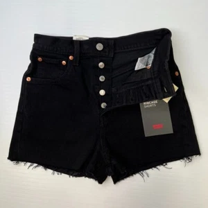Levi's Shorts Women 25 Ribcage Super High Rise 25x2 Denim Cut Off Big E Cruise + - Picture 1 of 18