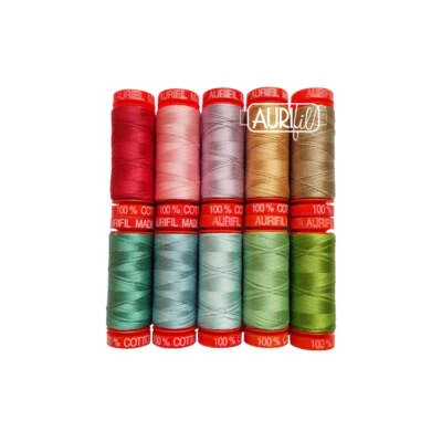 Aurifil Thread Prairie by Lori Holt 10 SMALL SPOOLS COTTON 50WT -220YDS EACH - Image 1 of 2
