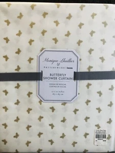 Pottery Barn Teen Monique Lhuillier Butterfly White Gold Fabric Shower Curtain - Picture 1 of 5