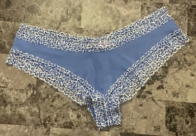 NUEVO CON ETIQUETAS BRAGAS VICTORIA'S SECRET GRANDES AZUL BLANCO ENCAJE LEOPARDO VINTAGE RARAS DESCARADAS Foto 1 de 3