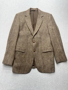 Harris Tweed Blazer 42R Brown Wool Dark Academia Old Money English Countryside - Picture 1 of 16