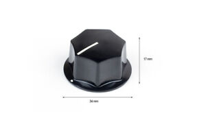 Drehknopf schwarz Plastik 34x17mm Achse 6mm Potentiometer Knopf Potiknopf Regler