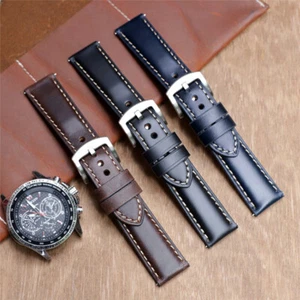 Correa de reloj de cuero genuino de cera de aceite pulsera de negocios de liberación rápida para hombre 22 mm - Imagen 1 de 13