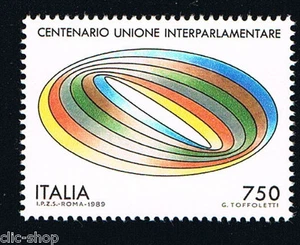 ITALIA 1 FRANCOBOLLO CENTENARIO UNIONE INTERPARLAMENTARE 750 L. 1989 nuovo** - Foto 1 di 1