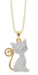 2.50ct Natural Round Diamond 14k Solid Yellow Gold Cat Pendant - Picture 1 of 3