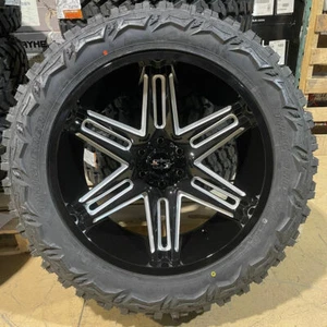 4) 22x10 Vision Razor Black Wheels 35" MT Tires Package 5x5.5 Dodge Ram 1500 - Picture 1 of 4