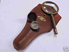 Brass Magnifying Glass Vintage Magnifier Leather Cover With Compass Gift