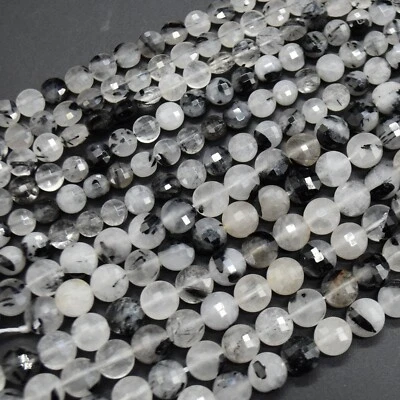 FACETED Coin Disc Beads - 6mm - 15" Strand Various Stones, for Jewellery Making - Image 1 of 3