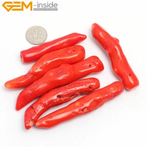 Top-Drilled Branch Freeform Coral Beads For Jewelry Making 15" Red Orange Shell - Picture 1 of 24
