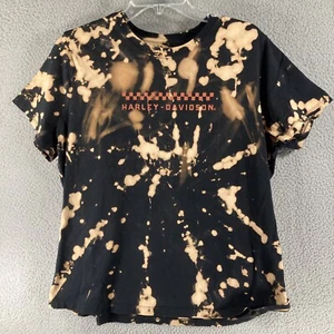 Harley Davidson T Shirt Damen 1W Schwarz Beige Kurzarm 100% Baumwolle - Bild 1 von 14