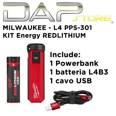 MILWAUKEE - Kit Energy L4 PPS-301 con Powerbank e batteria - trasporto compreso! - Immagine 1 di 4